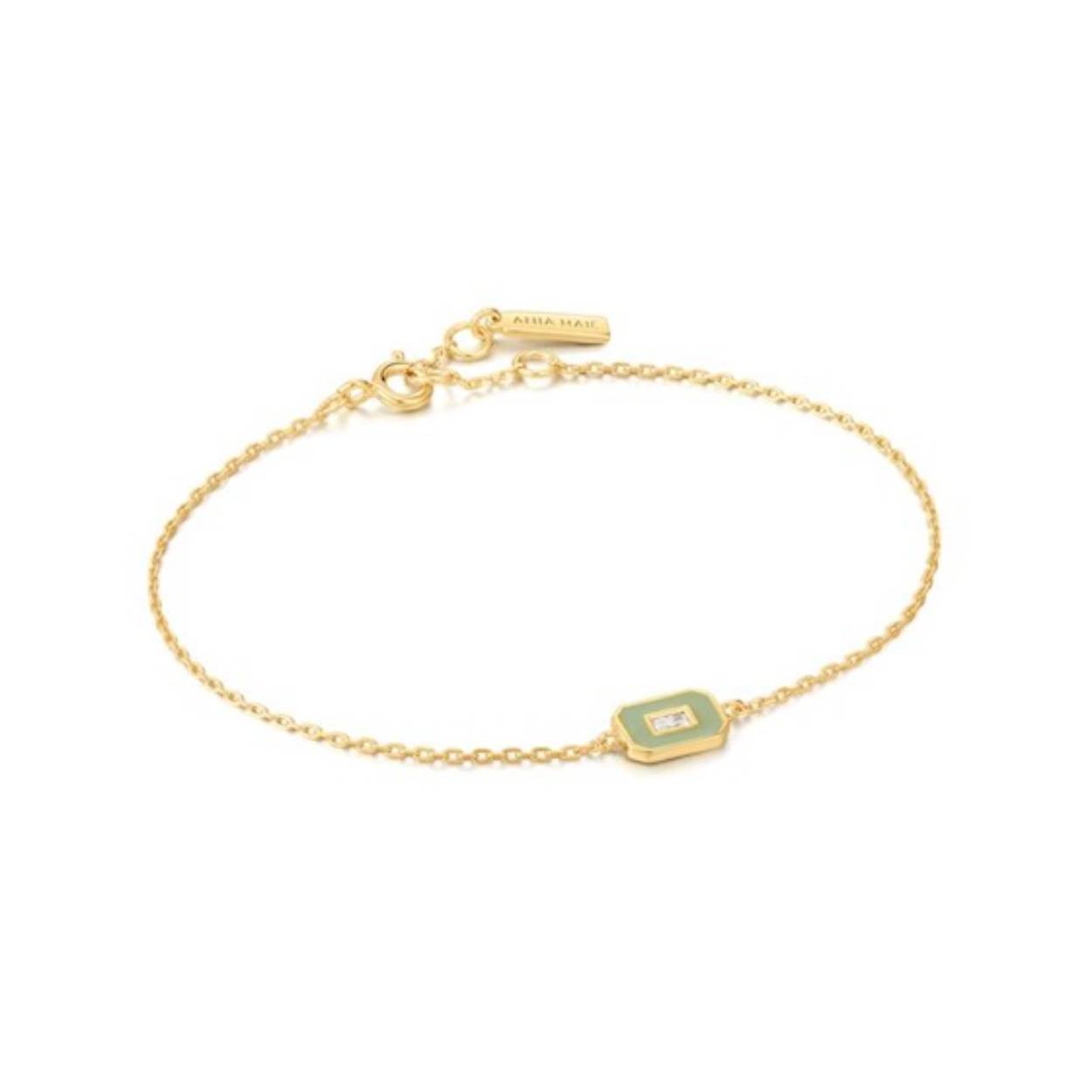 Ania Haie zilver vergulde armband met emaille/zirconia tussenstuk