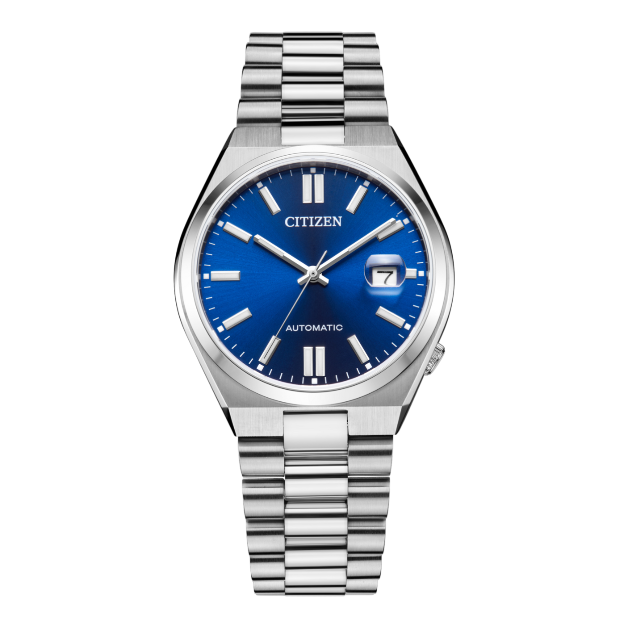 De "TSUYOSA" NJ0150-81L Automatic uit de NJ015-serie brengt ultramodern sportdesign direct aan je pols. Het veelzijdige 40 mm-horloge heeft een geraffineerd ontwerp met een zilverkleurige roestvrijstalen kast en een naadloos ge&iuml;ntegreerde bijpassende horlogeband. 

Onder een antireflecterend saffierglas heeft het sportieve horloge over een blauwe wijzerplaat met een datumvenster op 3 uur en contrasterende zilverkleurige details die de klassieke esthetiek benadrukken. Dit verfijnde horloge wordt aangedreven door een automatisch uurwerk en is waterbestendig tot 50 meter. Het is geschikt voor dagelijks gebruik op het werk, in de vrije tijd en alles daartussenin. Kaliber 8210.