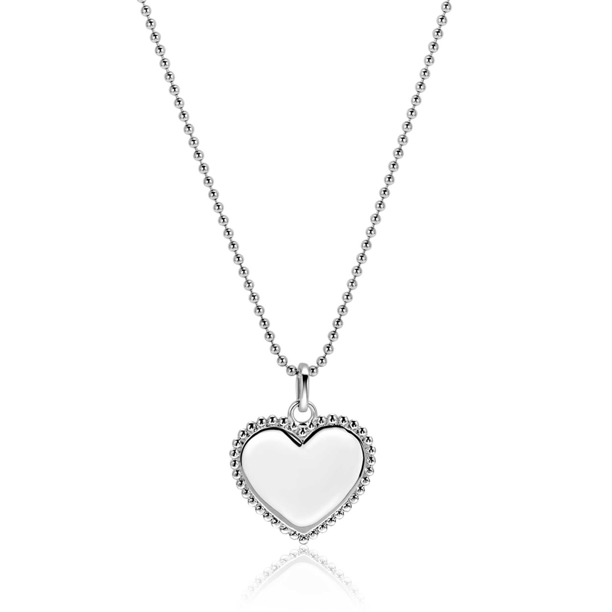 ZINZI zilveren coin hanger hart met parelrand in 21mm grootte. Ideaal om een gravure in te zetten! Vervaardigd van eerste gehalte zilver (925) en voorzien van een extra rodiumlaag voor een langdurige glans. Exclusief ketting geprijsd.