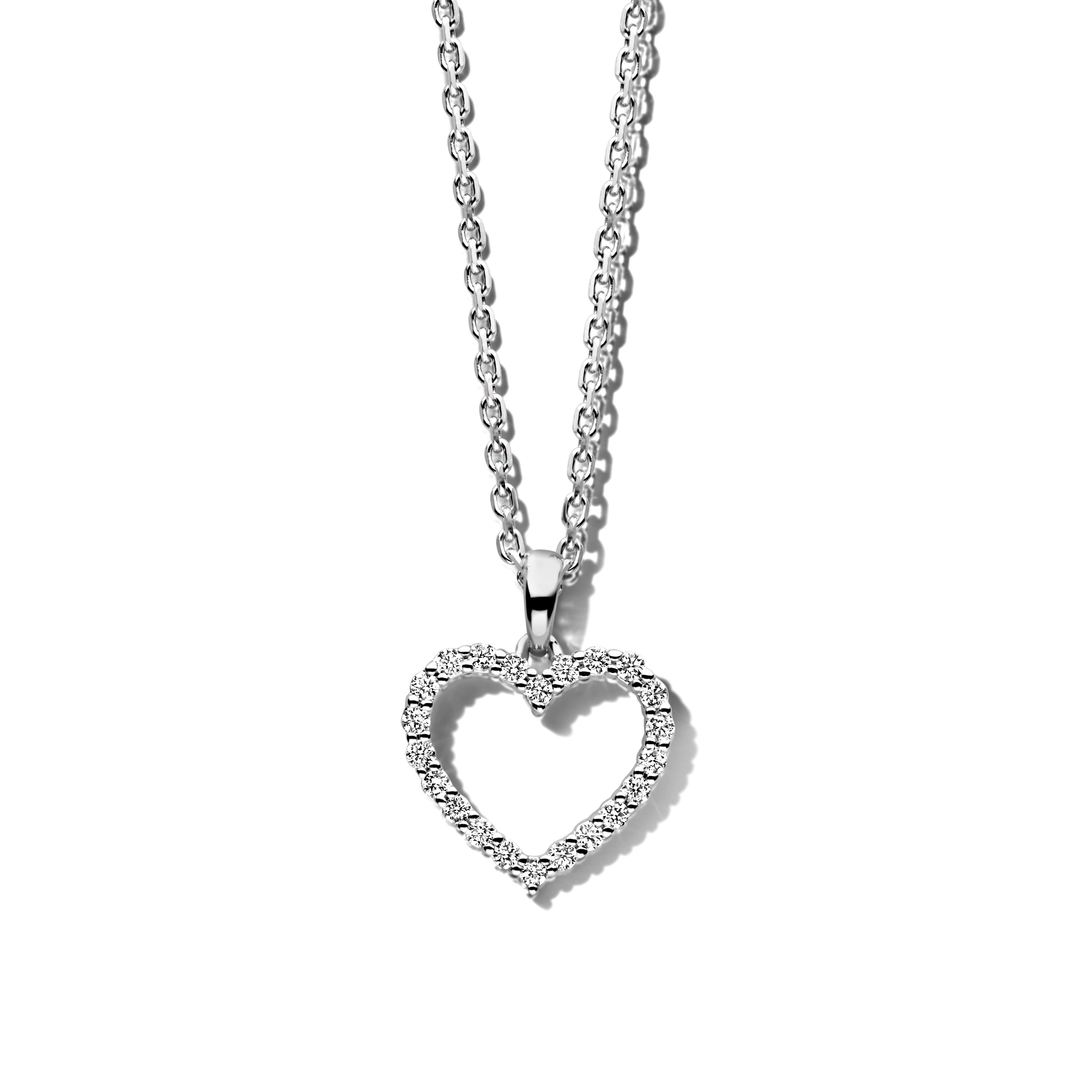 14krt witgouden hart met diamant 0,26crt (excl. collier).
