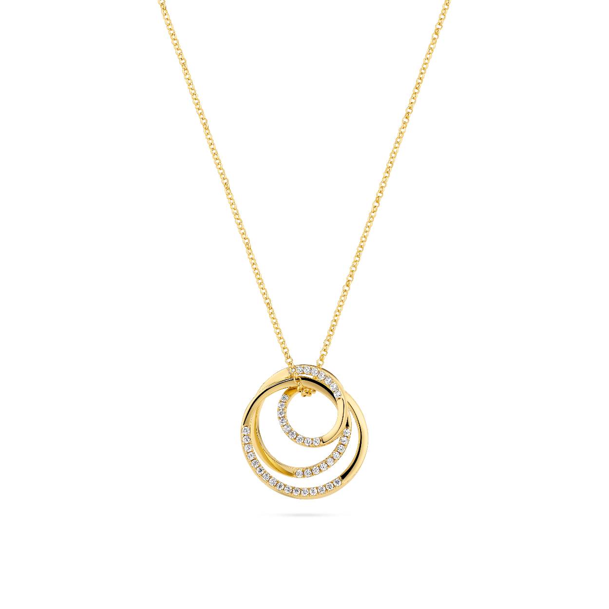 Sif Jakobs collier met hanger Spirale, zilver 18 krt goldplated met zirkonia's
verstelbaar, maximale lengte 50 cm