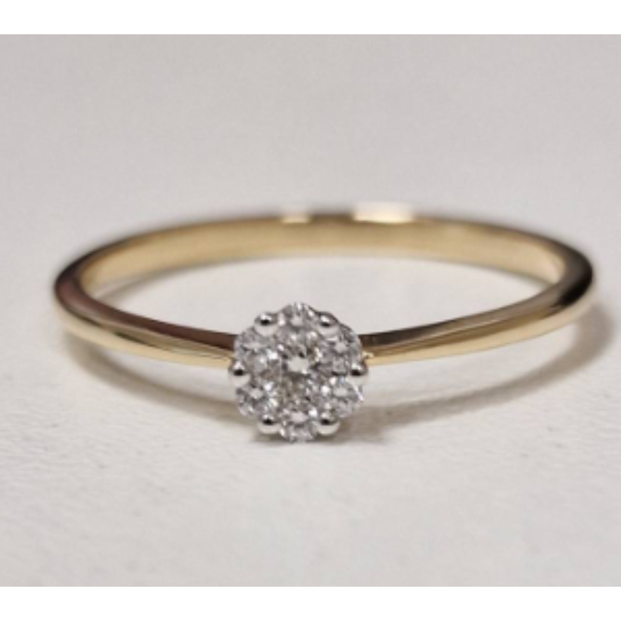 14k geel/wit gouden rozetring met diamant