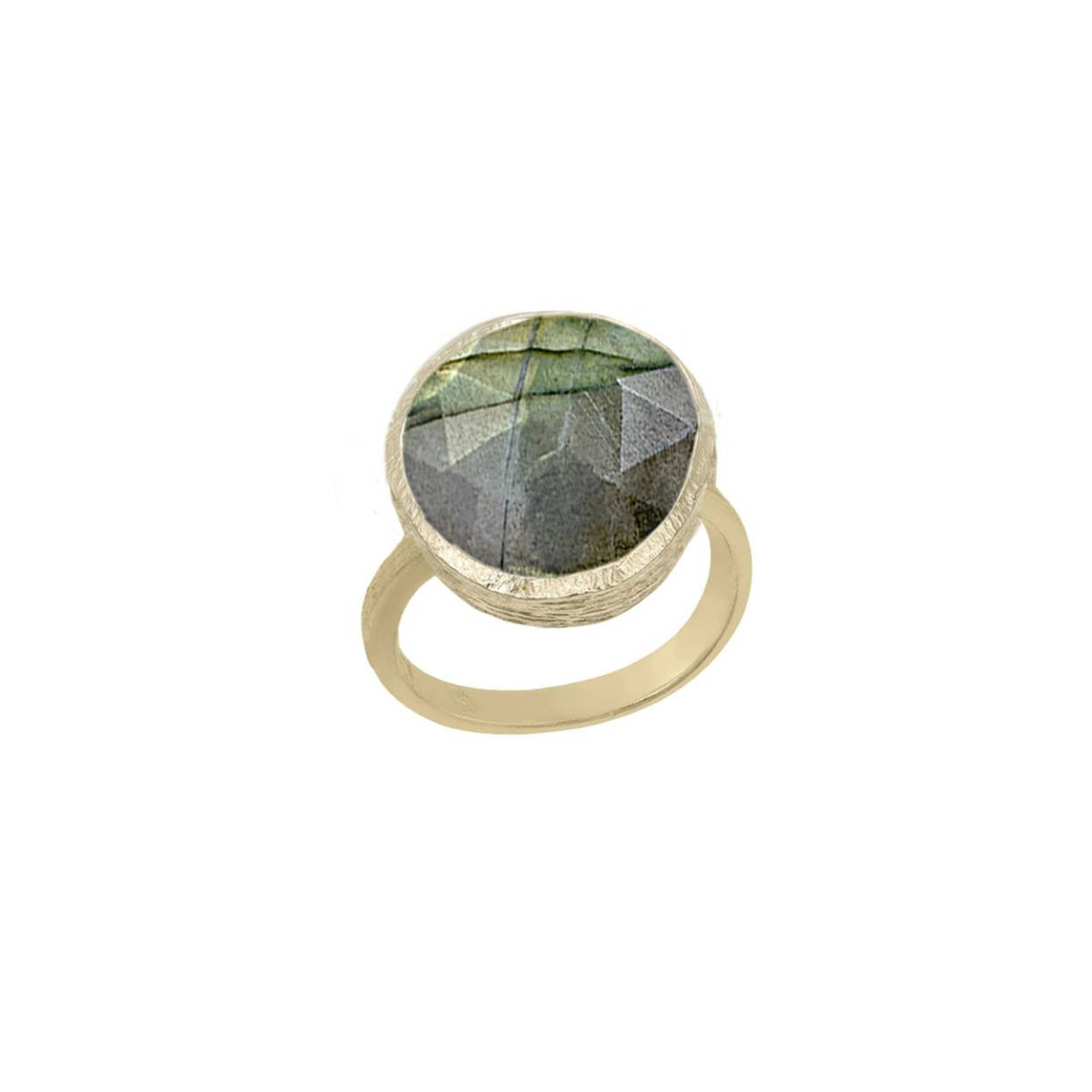 Jorge Revilla adjustable ring zilver 18 krt goldplated met labradoriet
