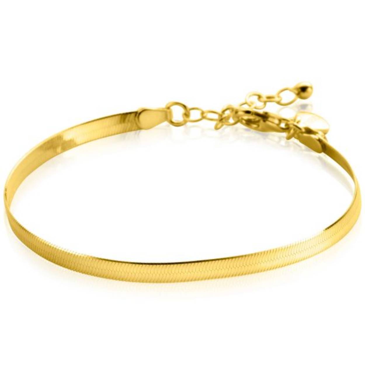 INZI gold plated zilveren platte slangen-armband 3,5mm breed ZIA2292G