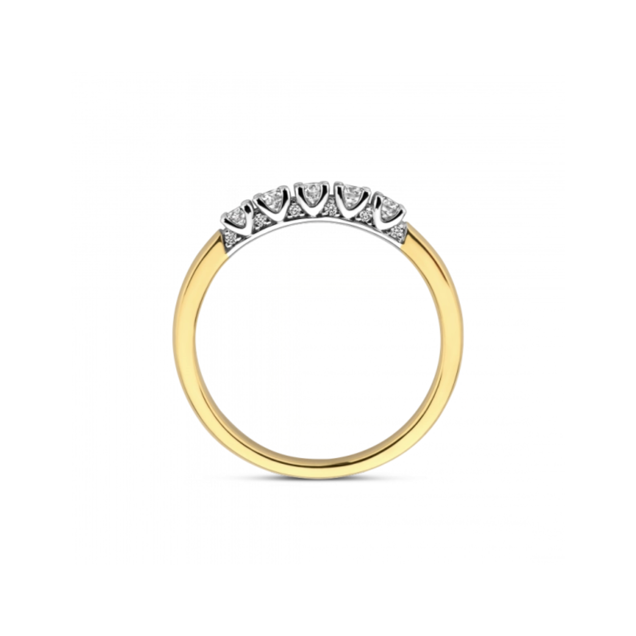 gouden ring met briljant, Soave 5x0.05ct+0.04ct mt17.5