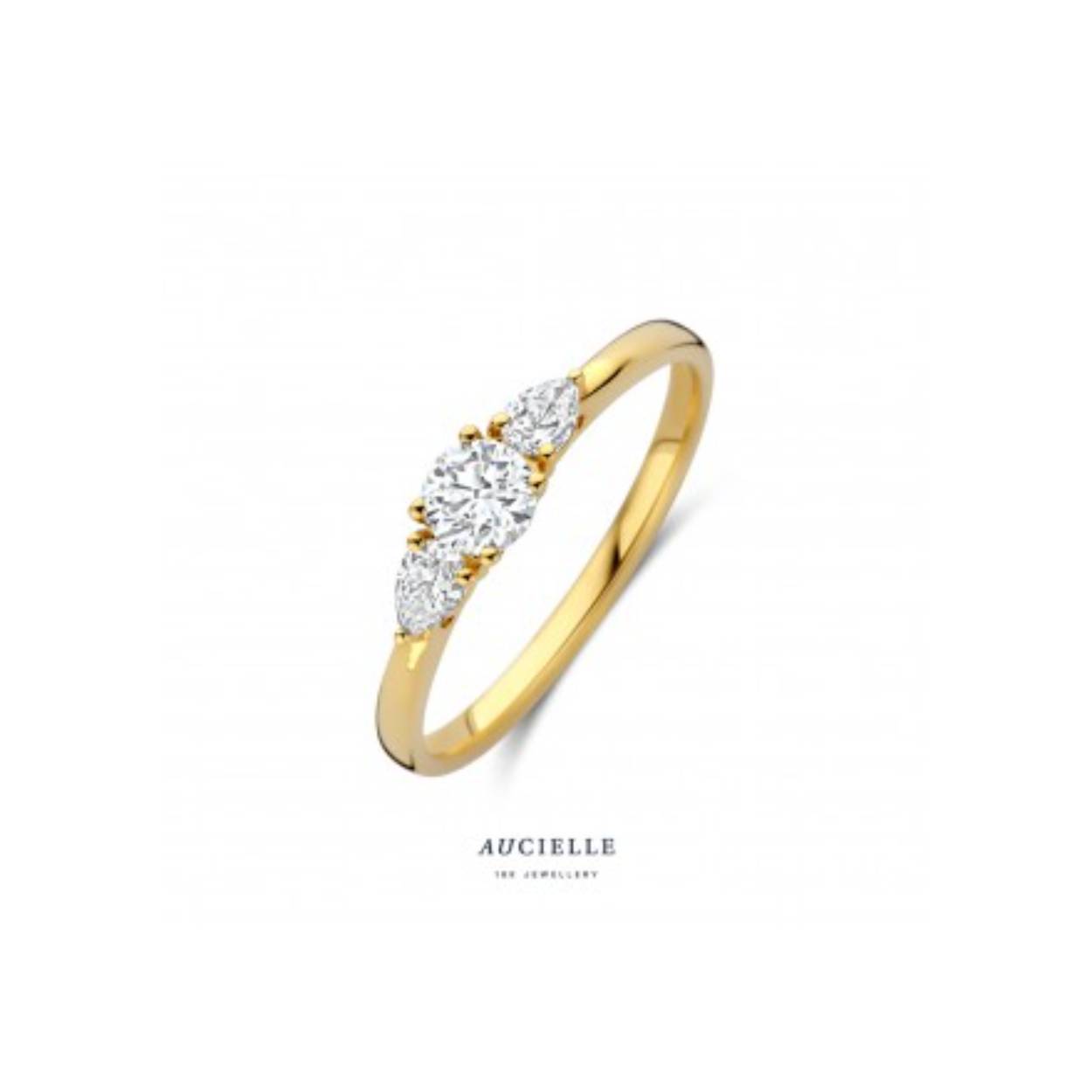RING GEEL GOUD 18KT MET LABDIAMANTEN