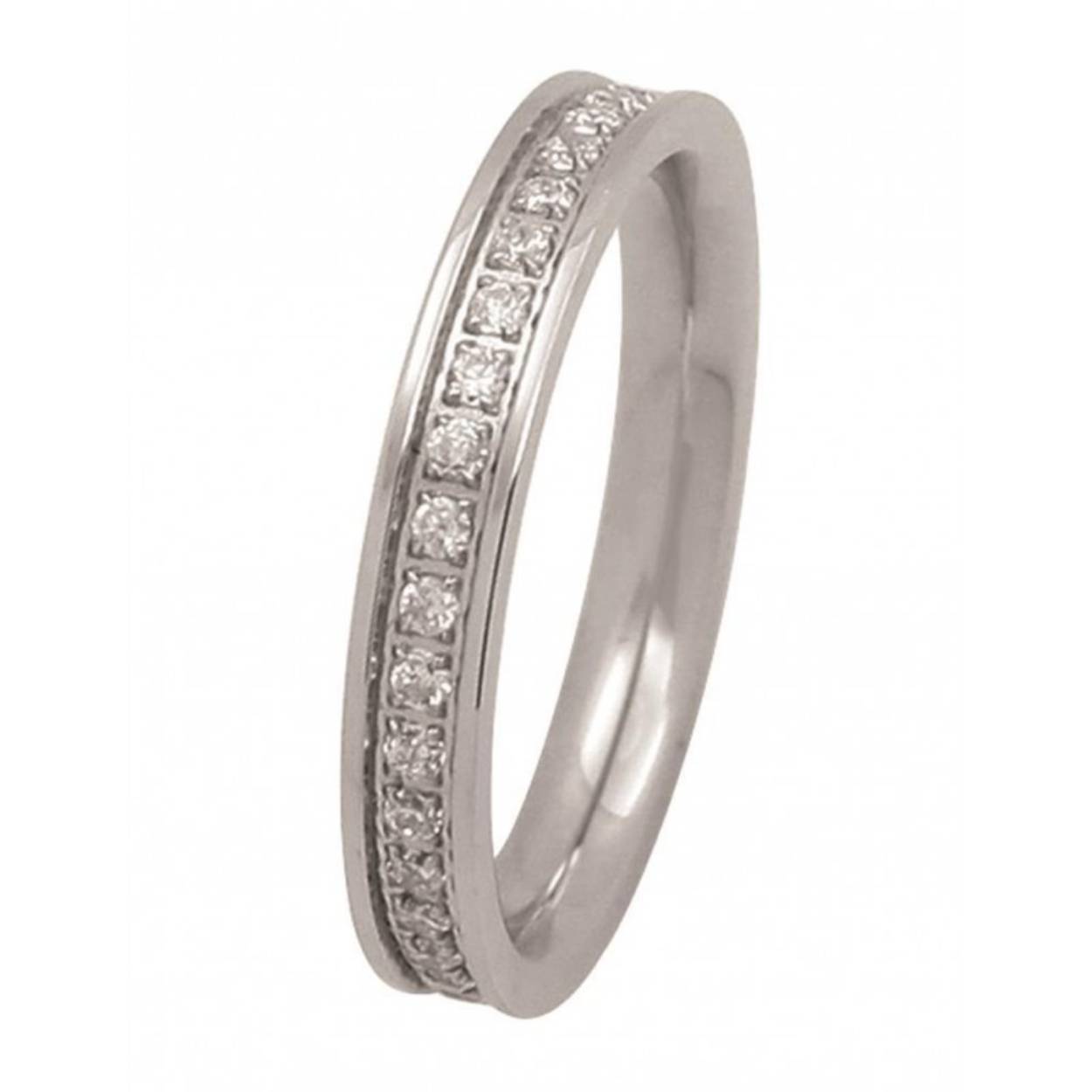 Staal ring met zirkonia's - 3 mm breed