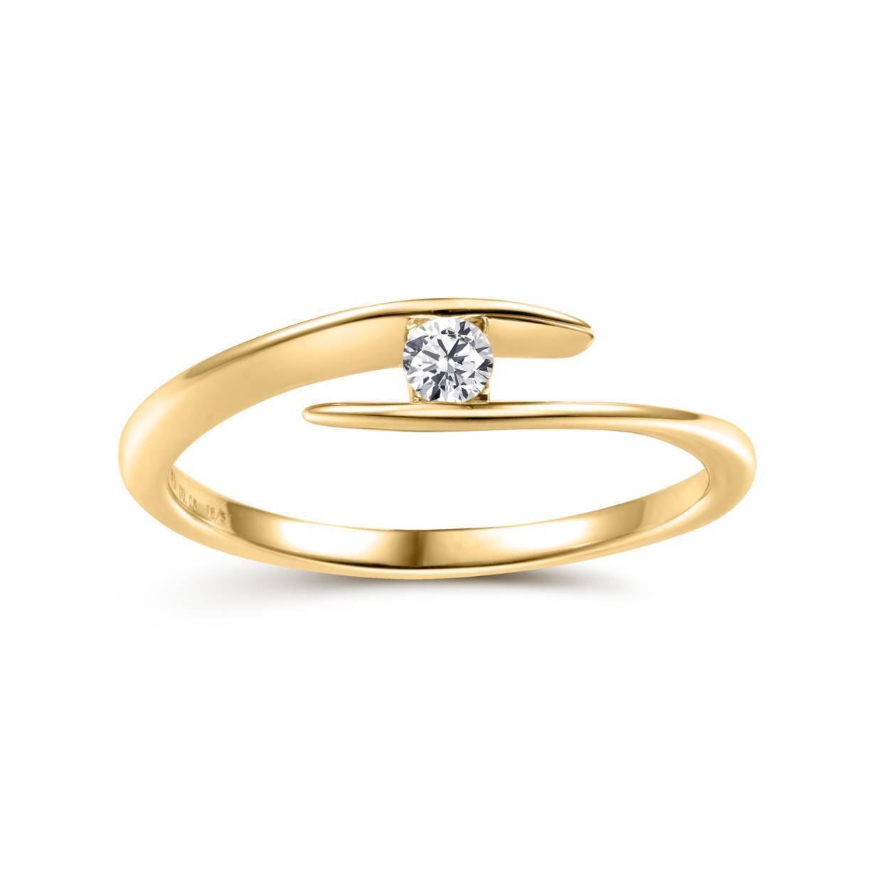 14k geelgouden slagring met diamant 0.10 crt