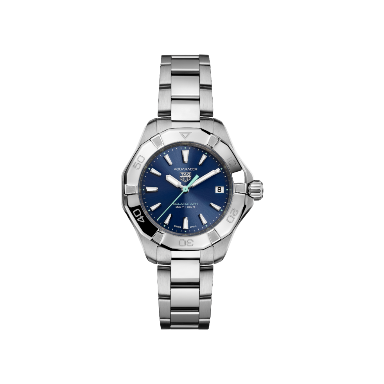 Dit TAG Heuer horloge behoort tot de Aquaracer Professional 200 collectie.
Referentienummer: WBP1311BA0005

Omarm de allure van het noorderlicht met deze TAG Heuer Aquaracer, uitgerust met een Solargraph uurwerk. Een veelzijdig hulpmiddel dat is ontworpen om de meest uitdagende outdoor-activiteiten te weerstaan en tegelijkertijd elegant is aangepast aan stedelijke slijtage. Het is de beste bondgenoot van elke moderne avonturier.

De blauwe sunray geborstelde wijzerplaat is versierd met gerhodineerde indexen en wijzers, allemaal gevuld met witte Super-LumiNova® voor optimale leesbaarheid - en een poolblauw gelakte secondewijzer met blauwe Super-LumiNova®.

Gehuisvest in een stalen kast van 34 mm en beveiligd met een gepolijste stalen band, kan hij de zwaarste avonturen doorstaan.

De gepolijste, fijngeborstelde stalen armband is voorzien van een stalen vouwsluiting met dubbele veiligheidsdrukknoppen, die betrouwbaarheid tijdens al uw reizen garanderen.

Uw TAG Heuer is 24 maanden na aankoop beschermd onder fabricagegarantie. Door het horloge te registreren op MyTAGHeuer kunt u deze garantieperiode met nog eens 3 extra jaar verlengen!