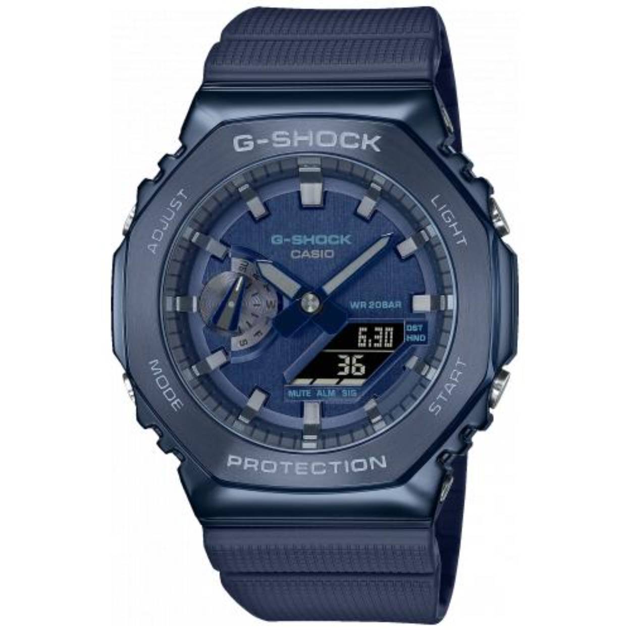 Dit Casio horloge behoort tot de G-Shock collectie.
Referentienummer: GM-2100N-2AER

Ga voor een slank, strak en opvallend G-SHOCK-model in een achthoekige versie van het originele iconische design met metalen afwerking. De sterke rand is gemaakt van roestvrij staal met een afwerking van fijne, afgeronde lijnen en staat voor stijl. De wijzerplaat is behandeld met een PVD-afwerking voor een zeer gedetailleerde metallic look die past bij een klassiek metalen G-SHOCK-horloge. Toenemende variaties in de gedetailleerde vierkante stippen op de polsband geven de casual urethaan materialen een extra boost. Bepaal uw eigen statement in zilver, blauw, grijs of grijs en rood.

De kast en band van dit horloge zijn gemaakt van staal en hars. Het horloge is gestest op waterdichtheid tot 200 meter. 
