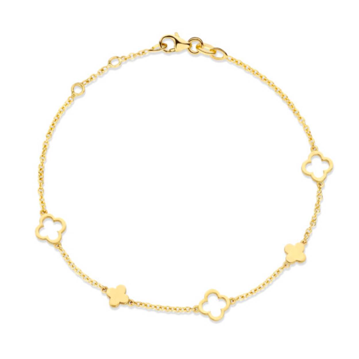 14kt. Geelgouden MiniOro armband, Golden leaf 5, 17-18-19
