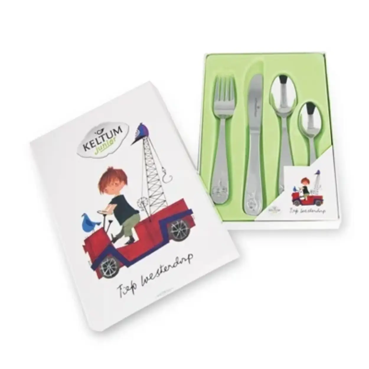 Kinderbestekje 4-delig Rode Kraanwagen