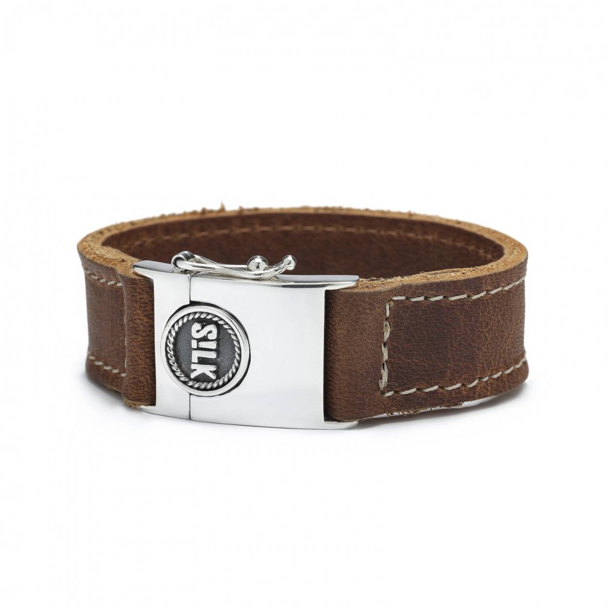 S!lk deze lederen armband bevat een 925 zilveren sluiting met bakslot en extra veiligheid.