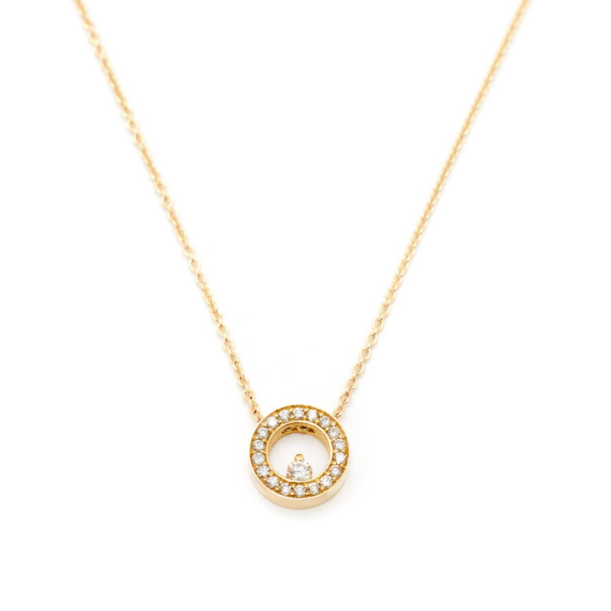 14kt. Geelgouden MiniOro collier 1.2mm, cirkel pavé deluxe, 42-45cm