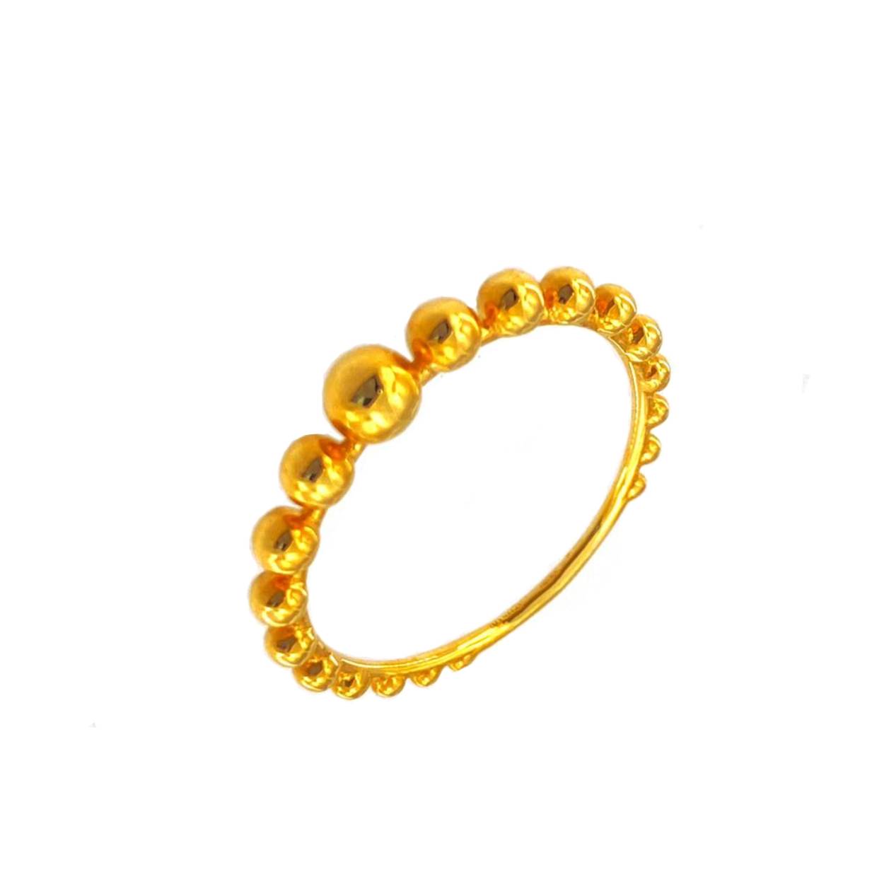 Geel gouden 18kt ring bolletjes