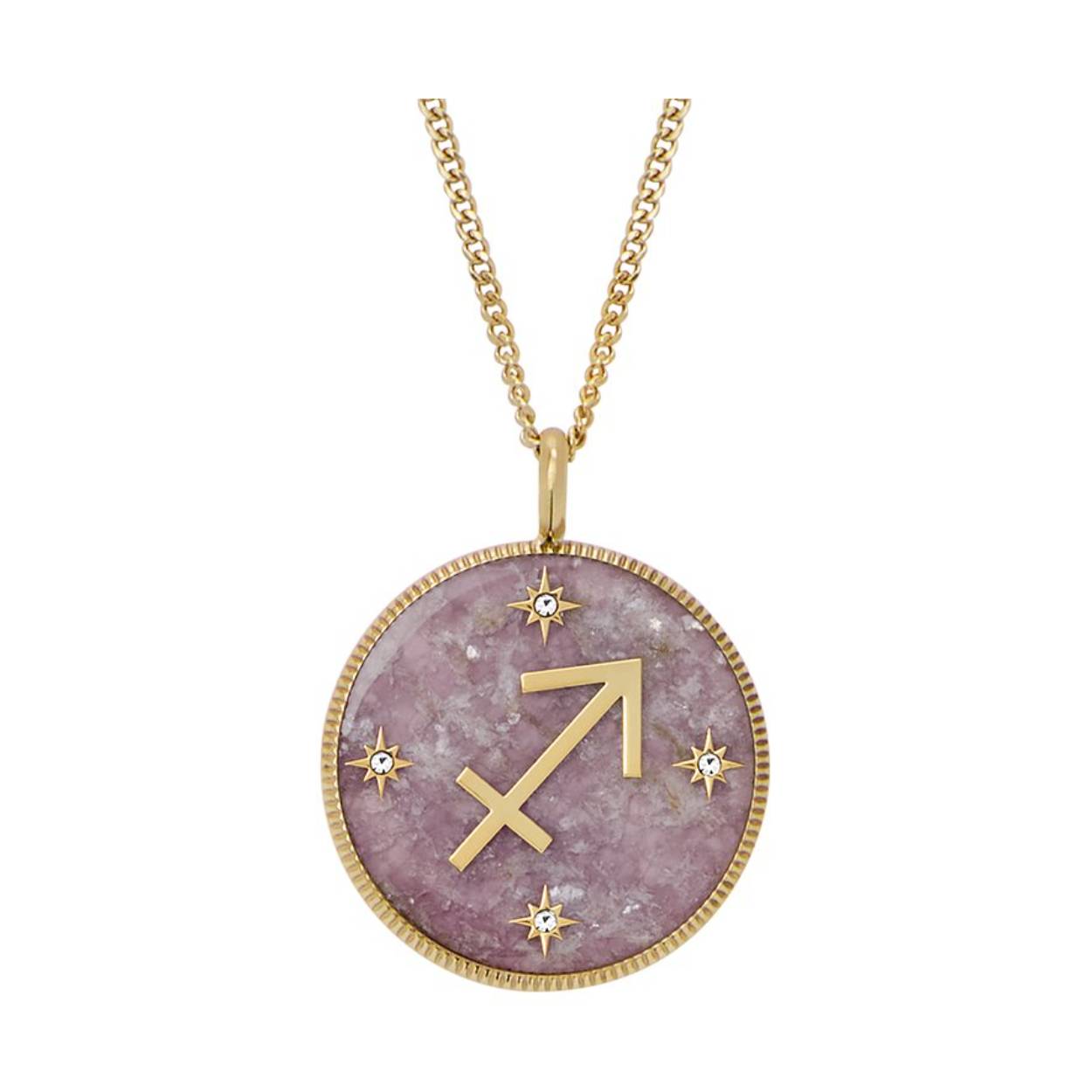 Kies voor een persoonlijk sieraad met deze ketting met sterrenbeeld uit onze Written in the Stars collectie. De stralende goudkleurigige roestvrijstalen ketting en glanzend goudkleurigige parelmoeren hanger geven elke look een moeiteloos vleugje luxe. Een elegante toevoeging aan elke sieradencollectie.