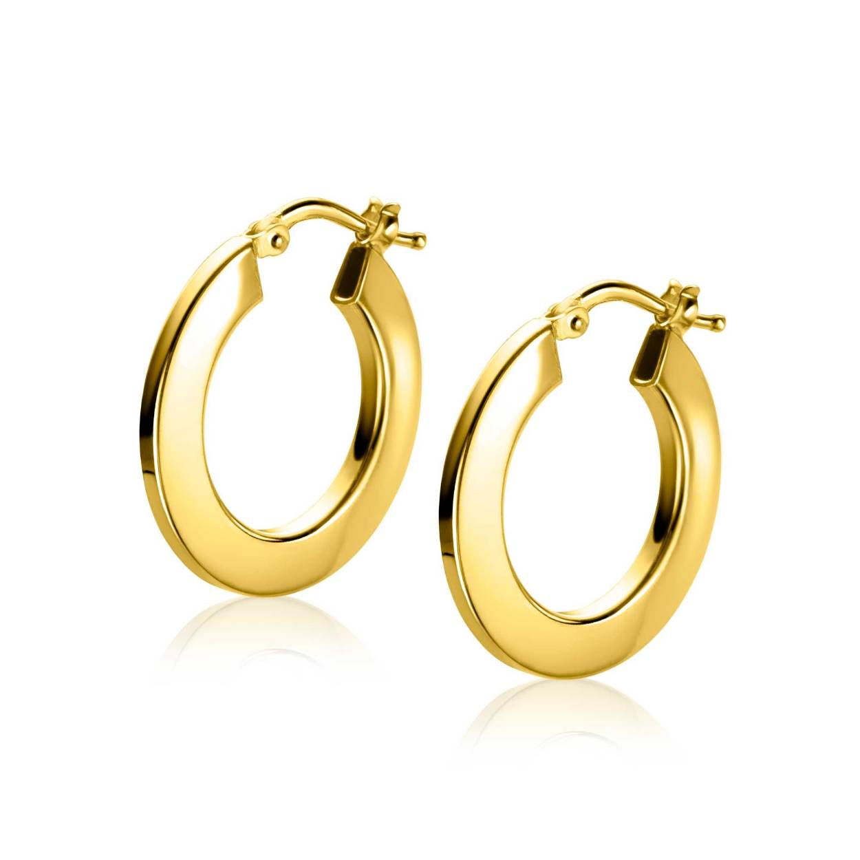ZINZI gold plated zilveren oorringen 22mm met gladde vierkante buis van 2mm breed. Aan de binnenkant van de oorringen is de buisdikte 4mm. Met gemakkelijke boven-sluiting. Vervaardigd van eerste gehalte zilver (925) en extra geel verguld.