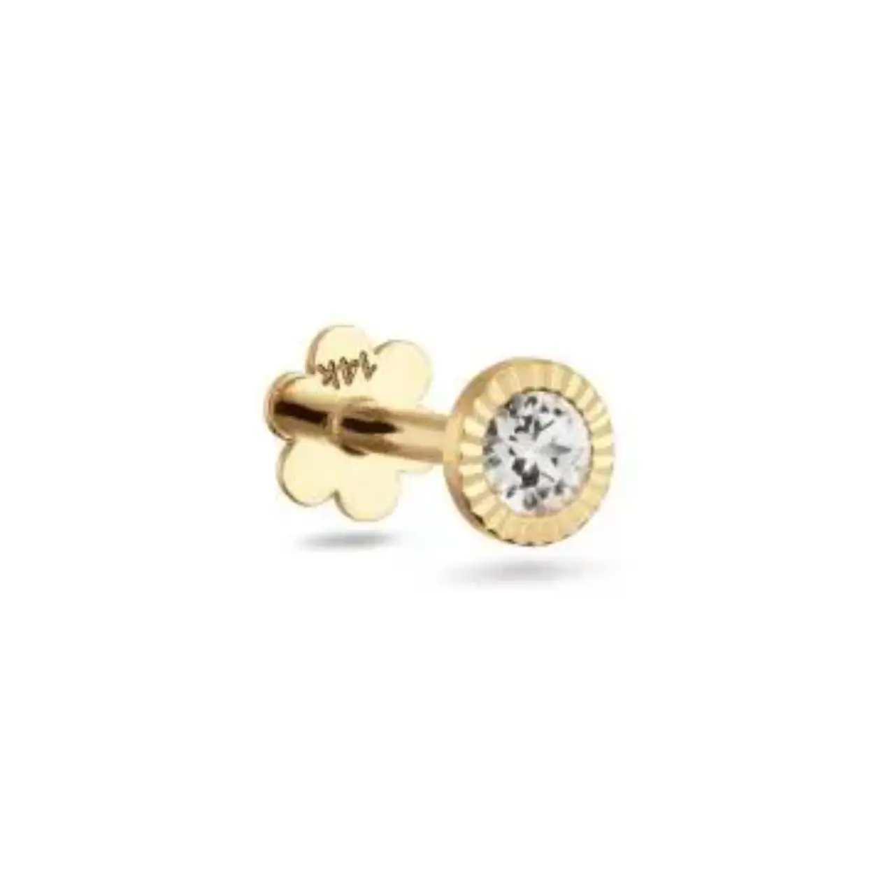 De Vintage White Topaz Piercing JKP25.537 van Jackie is gemaakt van 14 karaat echt goud. De piercing is heel leuk te combineren met andere piercings en oorsieraden van Jackie voor een echte earparty. Door het schroefsysteem en de platte achterkant dragen de piercings erg prettig en veilig. Maak je look compleet met de armbanden en hangers van Jackie Gold.

