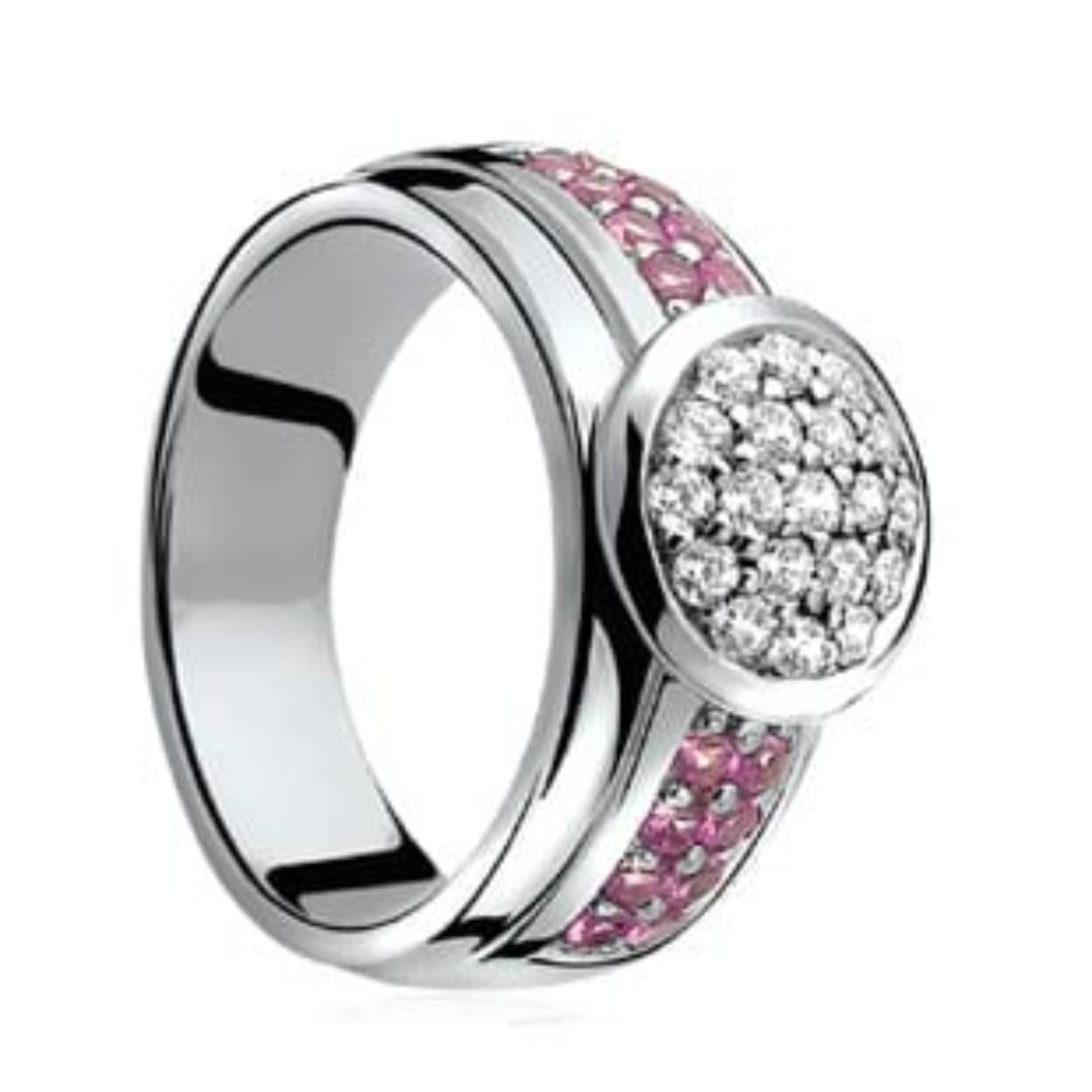 Zinzi zilveren ring met roze en witte zirkonia