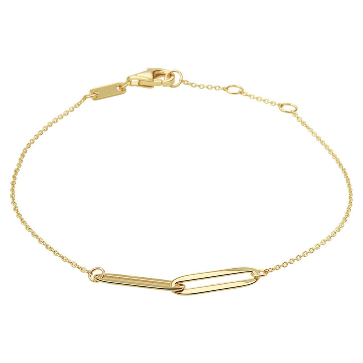14k Geelgouden armband uitgevoerd met twee ankerschakels 19 cm lengte