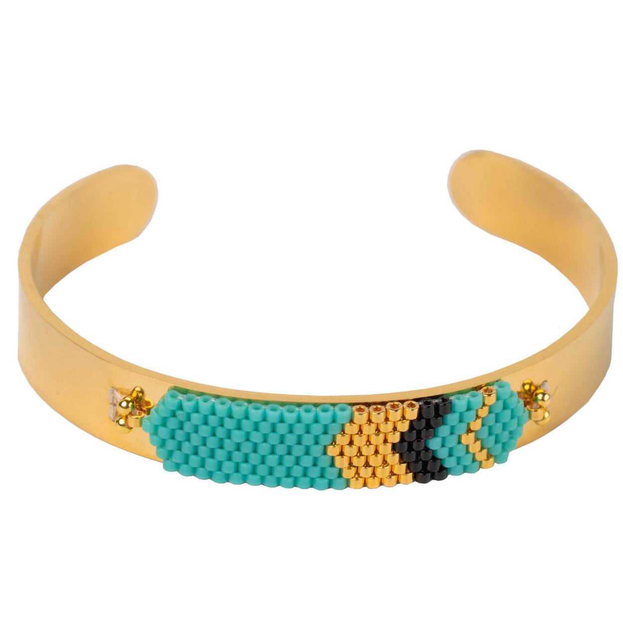 Blumenkind Bohemian bracelet, edelstaal geelgoud verguld met vrolijke kraaltjes.