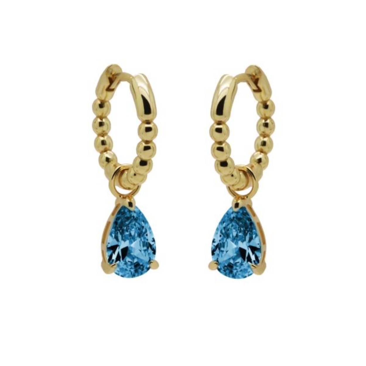 A106LB Karma | Hinged Hoops ANNA Blue | Goldplated