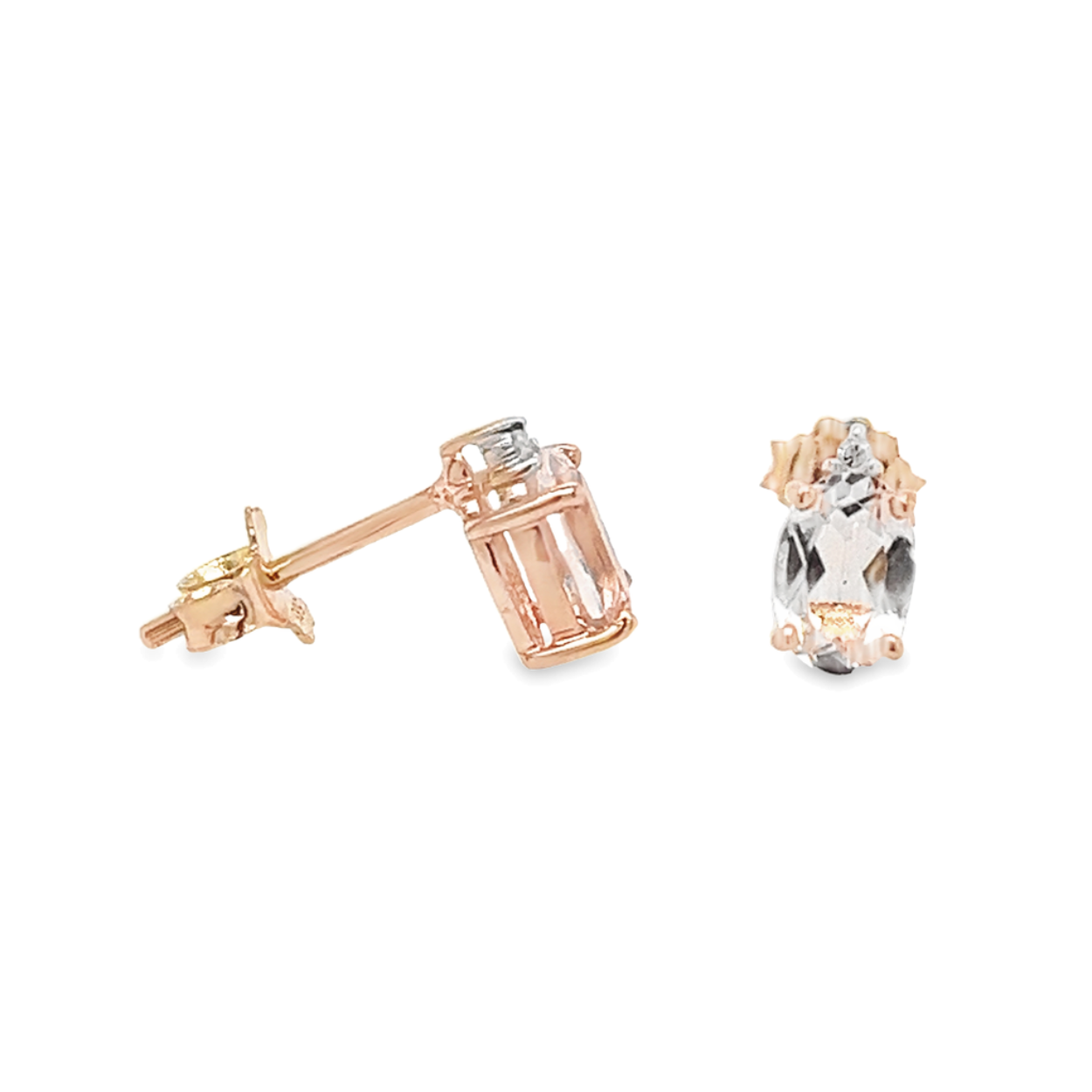 Ros� gouden oorstekers met Morganite en Diamant