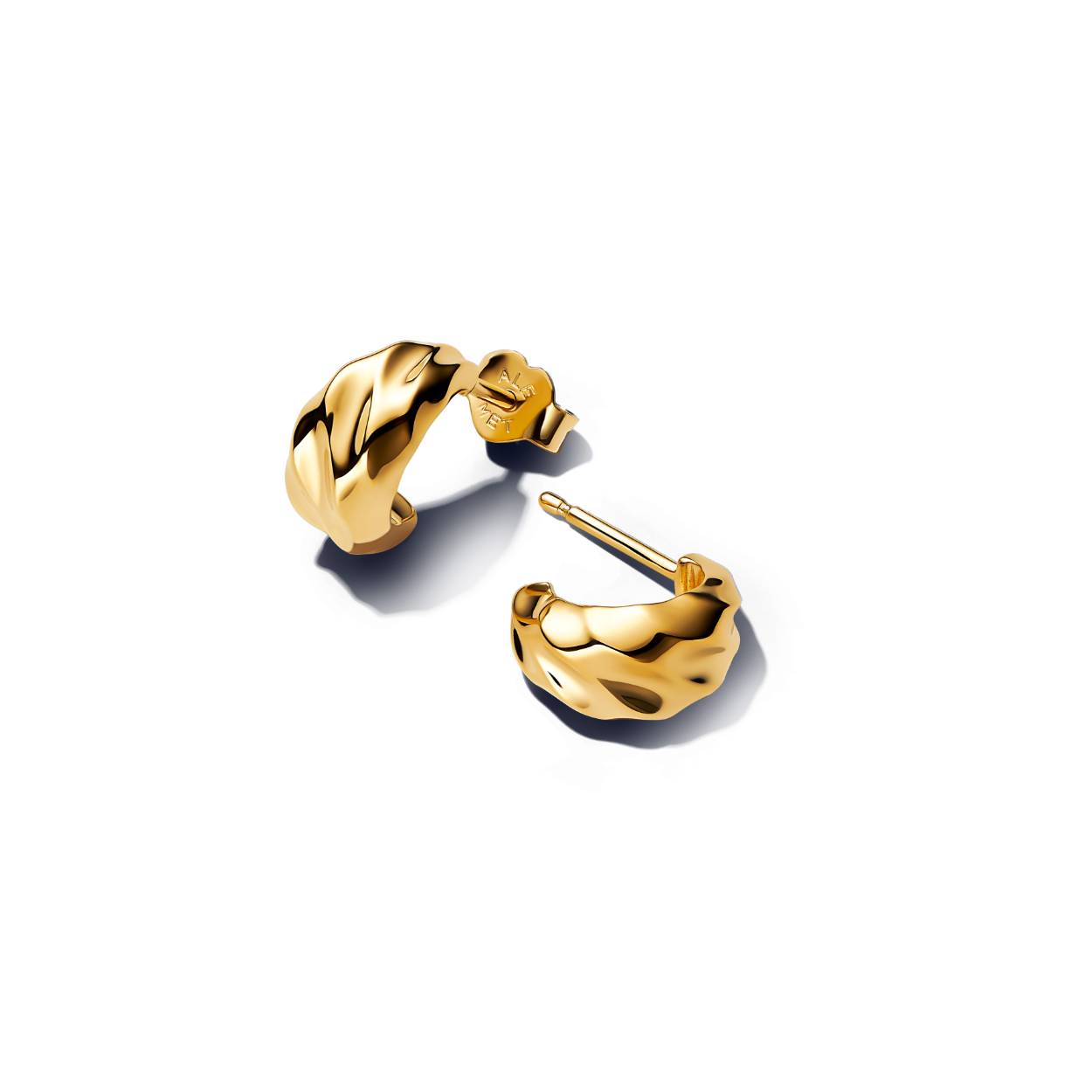 rippled oorstekkers gold plated