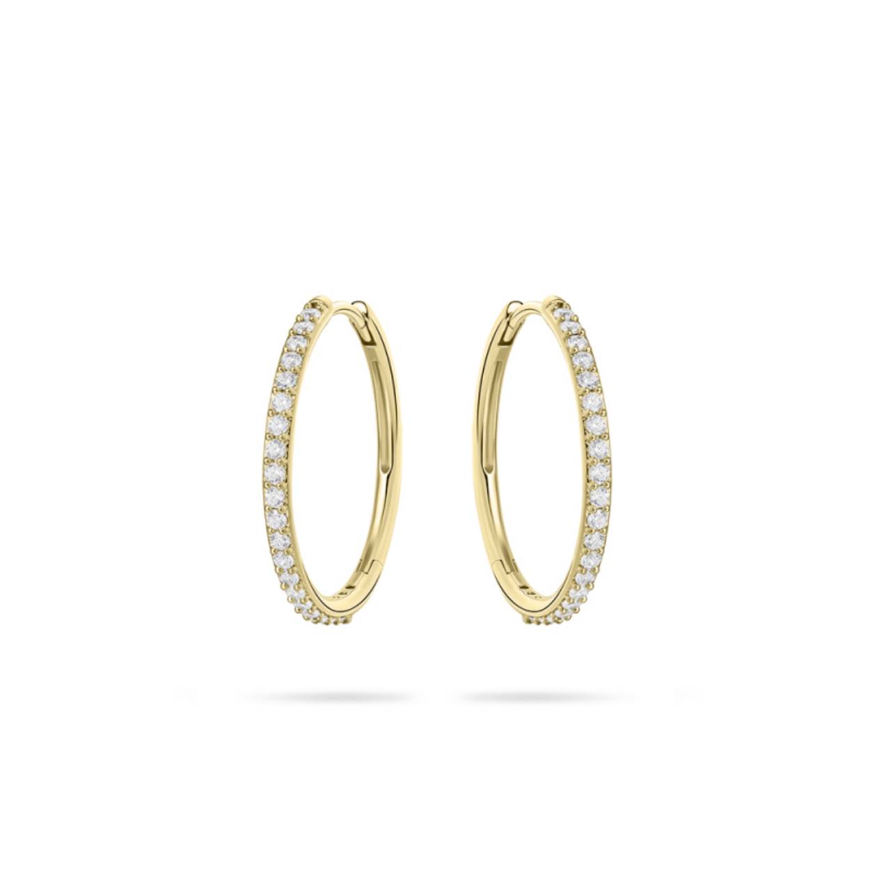 Gisser Jewels Minimal Deluxe Hoops | 1 x 20 mm | 14k Gold | Zirconia Stones
