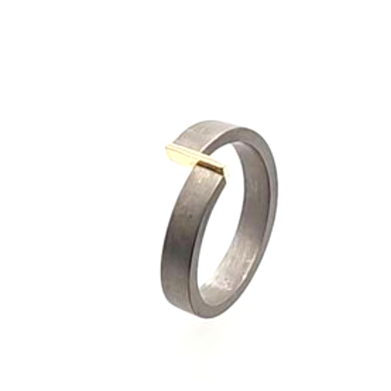 titanium ring met gouden verbindingsbalk