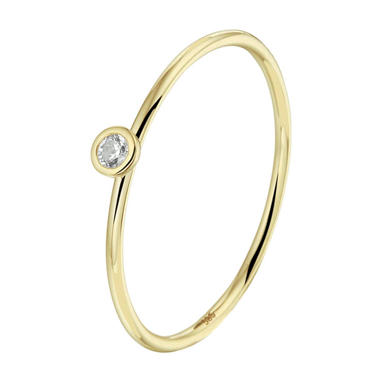 14k Geelgouden aanschuifring uitgevoerd met een heldere zirkonia. 