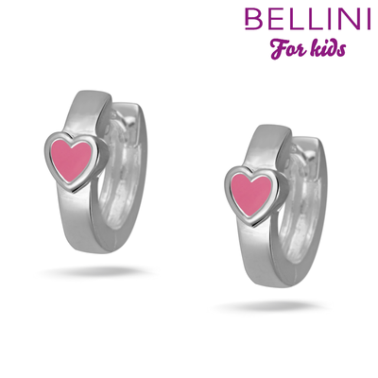 Bellini 575.106124 zilveren oorringen roze hart emaille