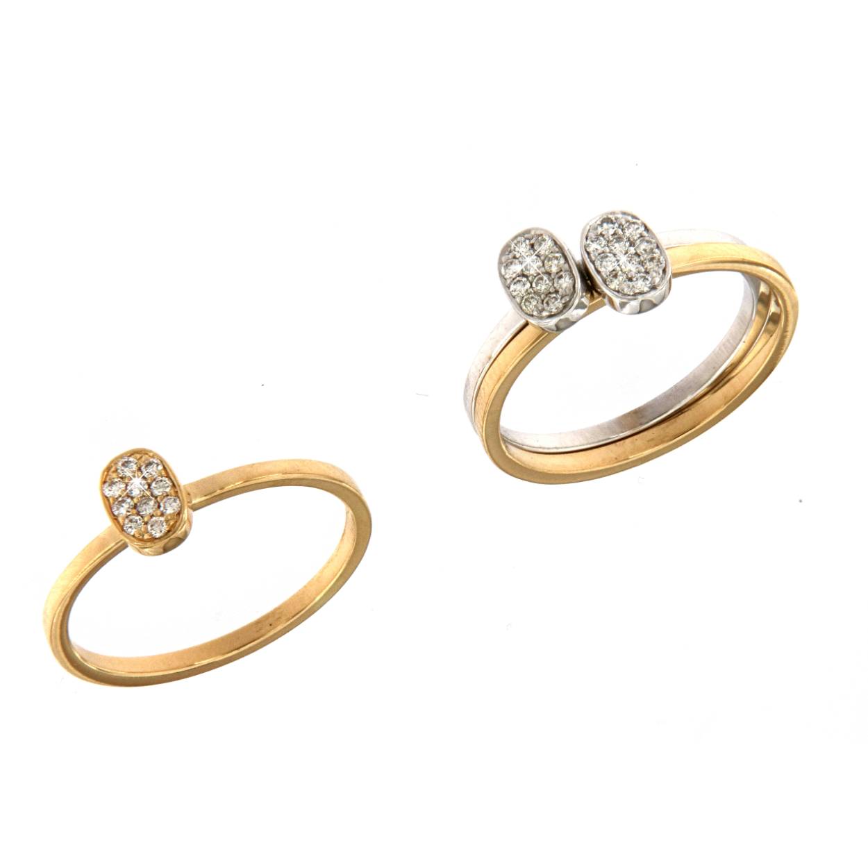 goud 18kt met diamant 0.10ct per ring prijs per stuk  bestaat in drie versies: 1) volledig geel goud 2) volledig wit goud 3) in wit en geel goud gecombineerd