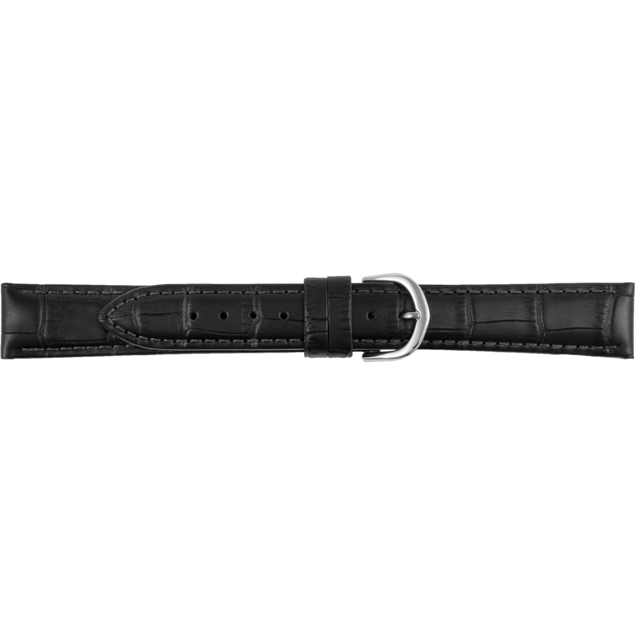 Horlogeband leder 12mm zwart krokoprint XL