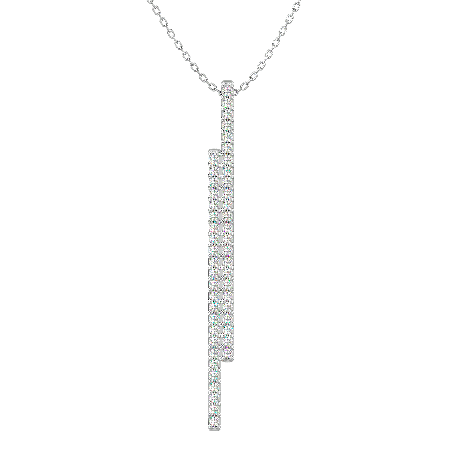 COLLIER OR BLANC BARRETTE  DIAMANTS 0.45GHS1
 CHAINE 42CM AVEC LIEN 40CM ET 38CM