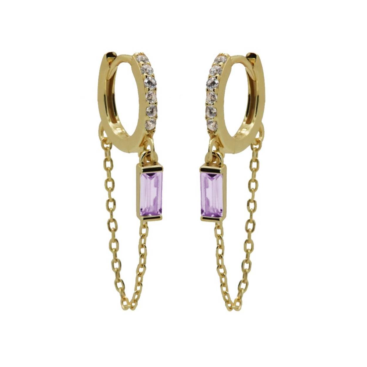 H332GP_L Karma oorringen lavender | zilver verguld | zirkonia