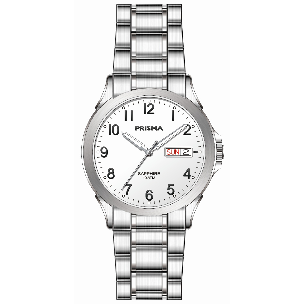 Prisma horloge 1182 heren edelstaal saffierglas 10 ATM 

Algemeen
Geslacht: heren
Model: P.1182

Voordelen
- band edelstaal zilver
- wijzerplaat wit met zwarte cijfers (arabisch)
- boven gem. waterdicht: zwemmen/duiken
- glas is zeer krasvast
- dagveld
- duidelijke tijdsweergave
- quartz
- maat kast 37mm (breedte) 8,85mm (dikte)