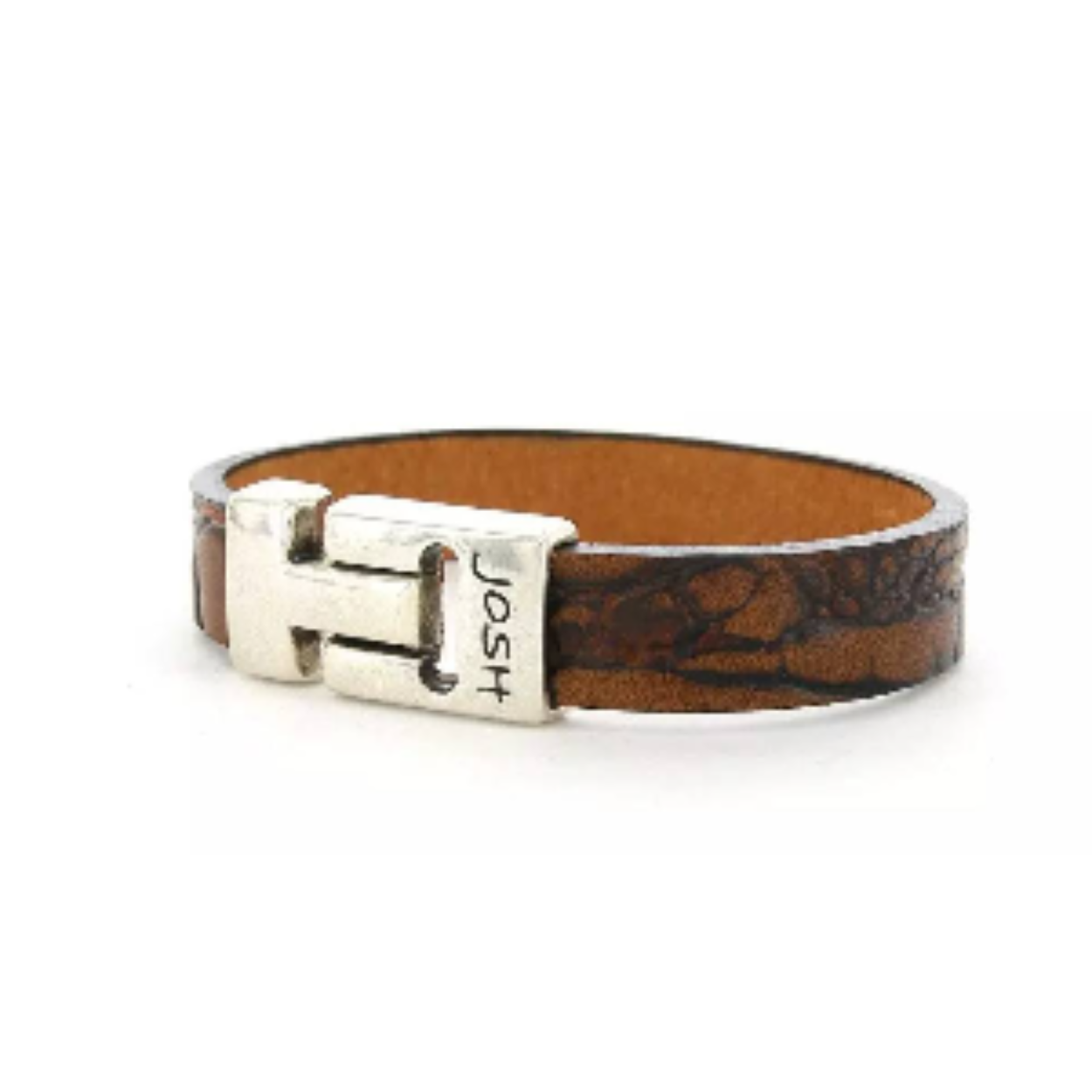 Josh leren armband croco print cognac maat 21