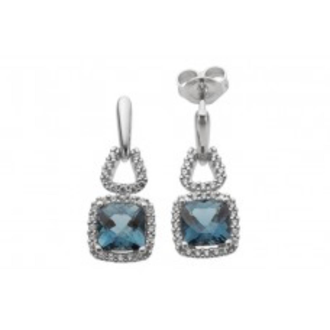 18 kt gouden oorstekers met diamant: 0,27 ct en London Blue topaas
Bijhorende hanger en ring ook verkrijgbaar
De prijs kan variëren naargelang de goudprijs