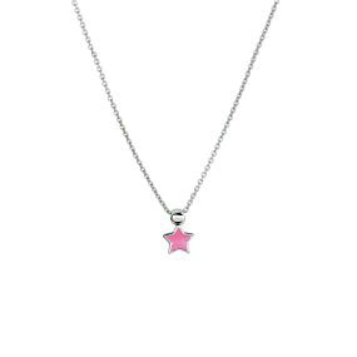 Zilveren collier met hanger ster roze 36-38cm