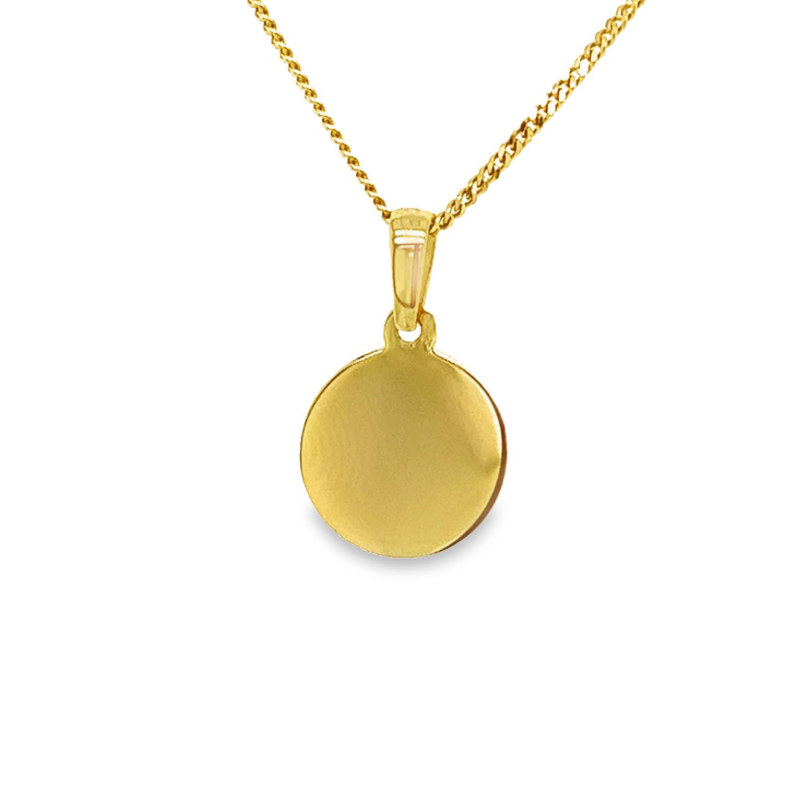 Geelgouden graveerhanger rond 10mm breed