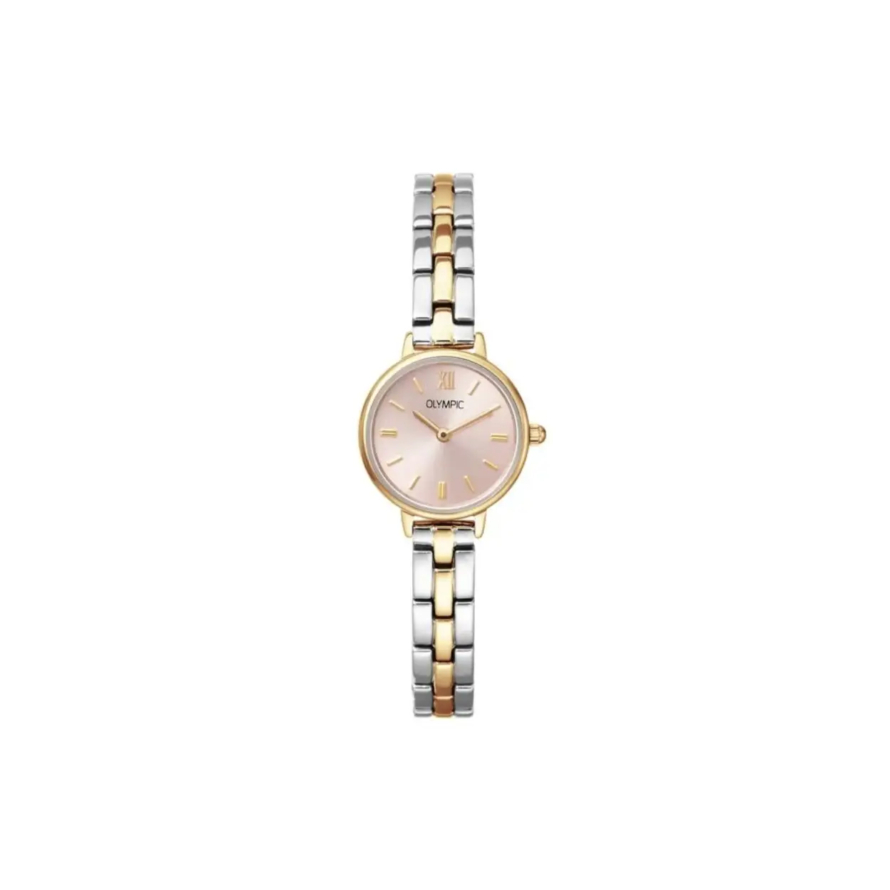 Olympic OL82DSS003B Anna Horloge Staal 22mm 
Dit unieke Olympic horloge met artikelnummer: OL82DSS003B is een dameshorloge met een chique uitstraling. Het horloge heeft een ronde stalen kast met een lichtroze wijzerplaat met fijne streepjes. Aan de kast zit een fijne stalen bicolor schakelband met druksluiting. Het horloge heeft een mineraalglas, een doorsnee van 22mm en is 3ATM.

Het merk:
Een mooi horloge hoeft niet duur te zijn! Het Nederlandse horlogemerk Olympic levert stoere chronografen, slimline series, digitale uurwerken en elegante dameshorloges. De prijs-kwaliteitverhouding staat bij Olympic hoog in het vaandel met prijzen die uiteenlopen van € 34,95 tot en met € 159,00.

100% Nederlands ontwerp, waterdicht en standaard 3 jaar fabrieksgarantie.

Specificaties:
- Ronde kast Ø 22mm
- Stalen horlogekast
- Roze wijzerplaat
- Stalen schakelband
- 3ATM 
- Standaard 3 jaar fabrieksgarantie
- Mineraalglas