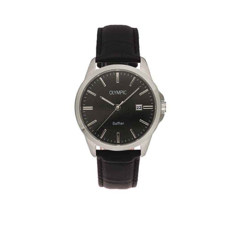 Stalen heren horloge met zwarte plaat, Saffier glas  10 ATM