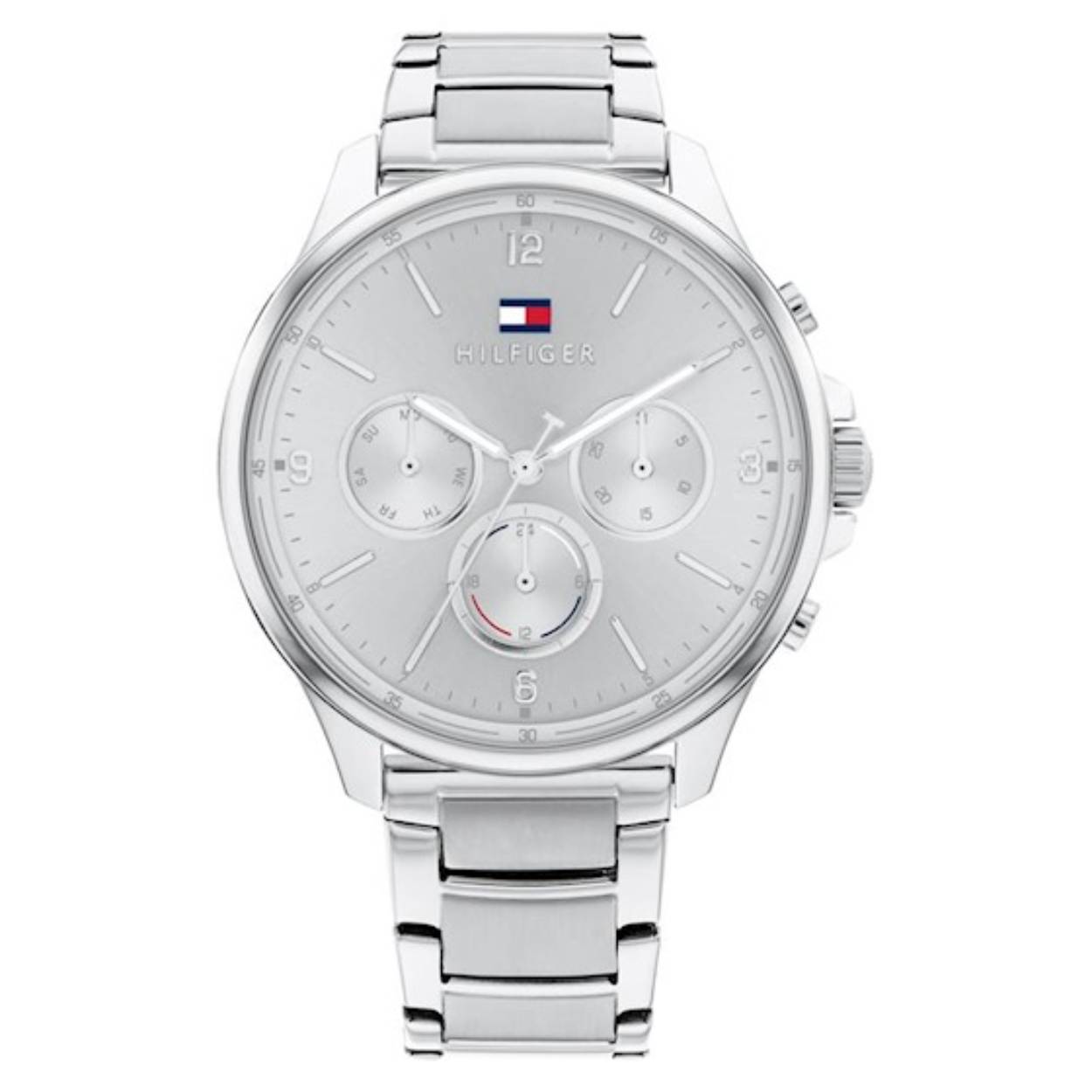 Dit mooie horloge van Tommy Hilfiger de TH1782450 is een horloge met een Quartz uurwerk. Het horloge heeft een diameter van 38 mm, en is 9 mm dik. De weergave van de tijd is Analoog. Verder is het horloge voorzien van een Mineraal horlogeglas. Het horloge is 3 bar (spatwaterdicht) waterdicht, en heeft een band van Roestvrij Staal in de kleur Zilver