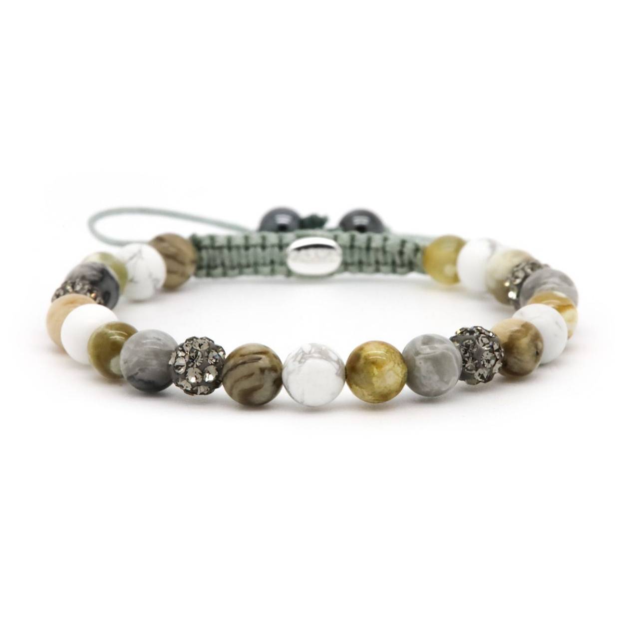 Karma armband, Spiral Warm Sand XS (grey crystal)