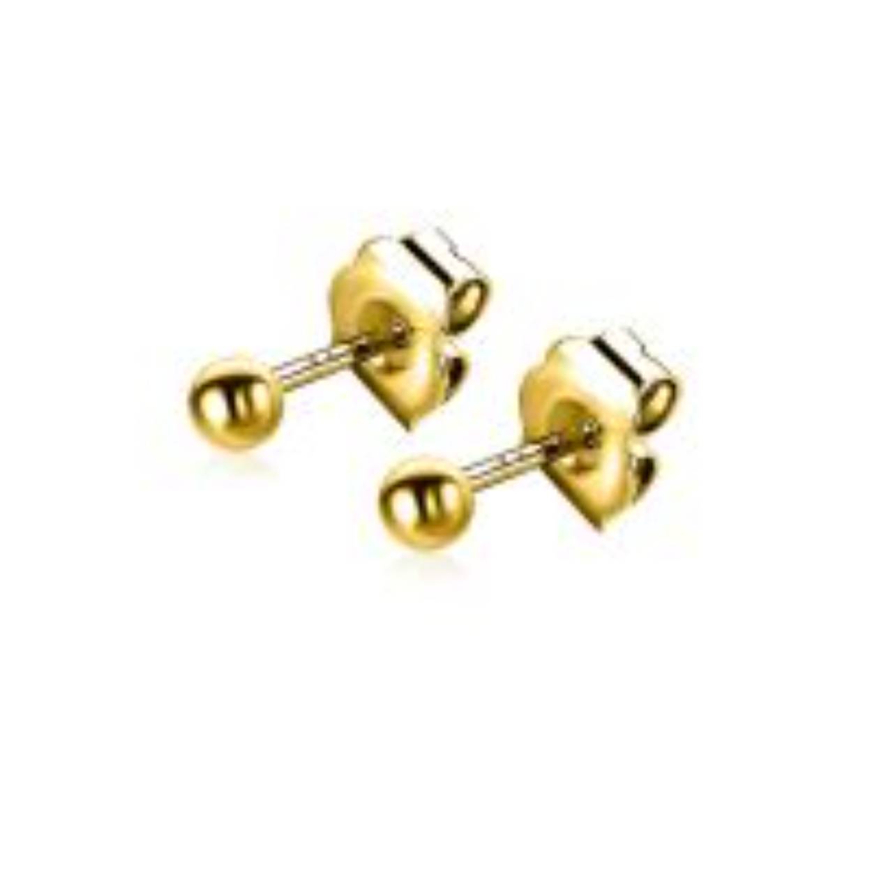 Oorknoppen bol geel verguld 3mm