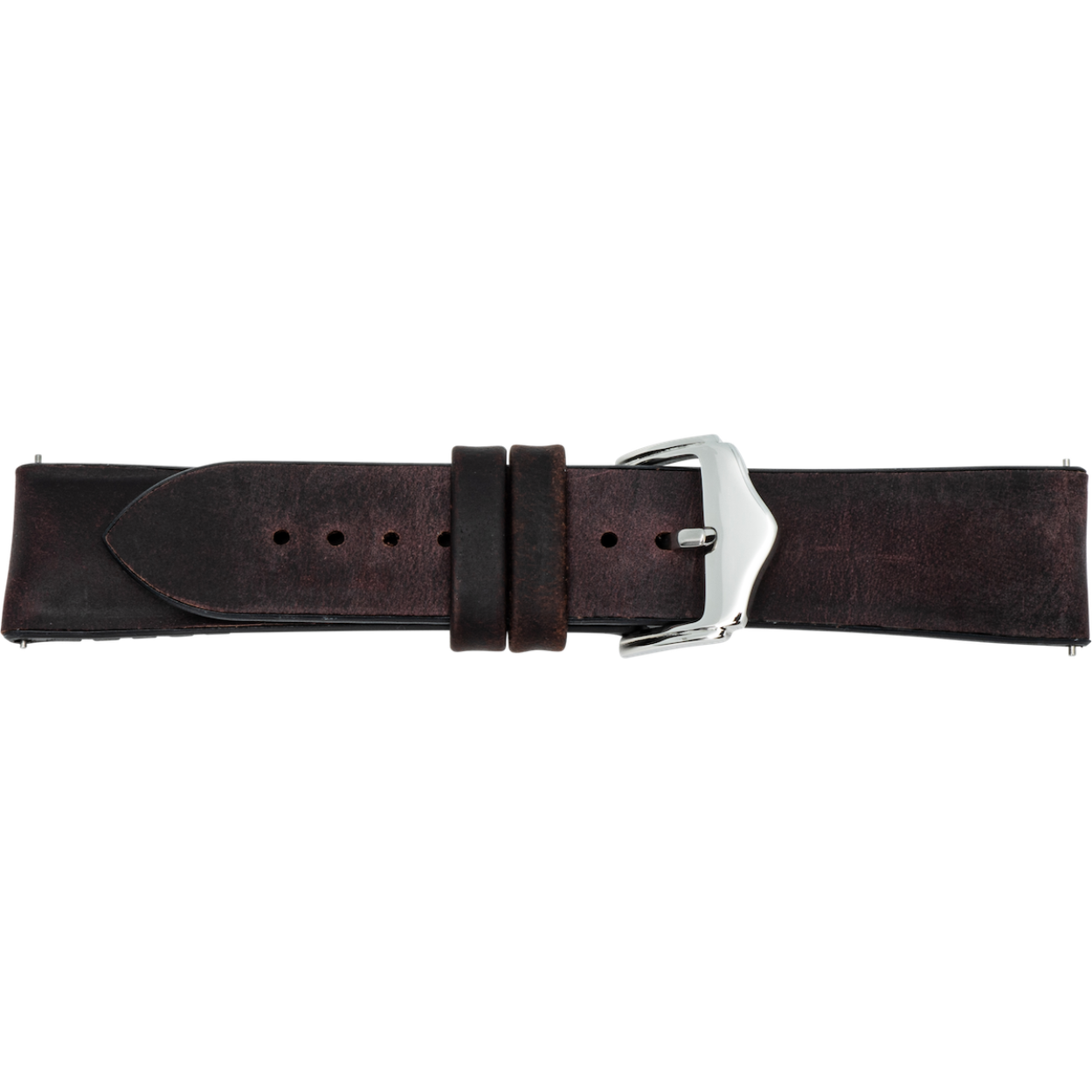 Horlogeband 20mm bruin leer met zwart silicone easy click
