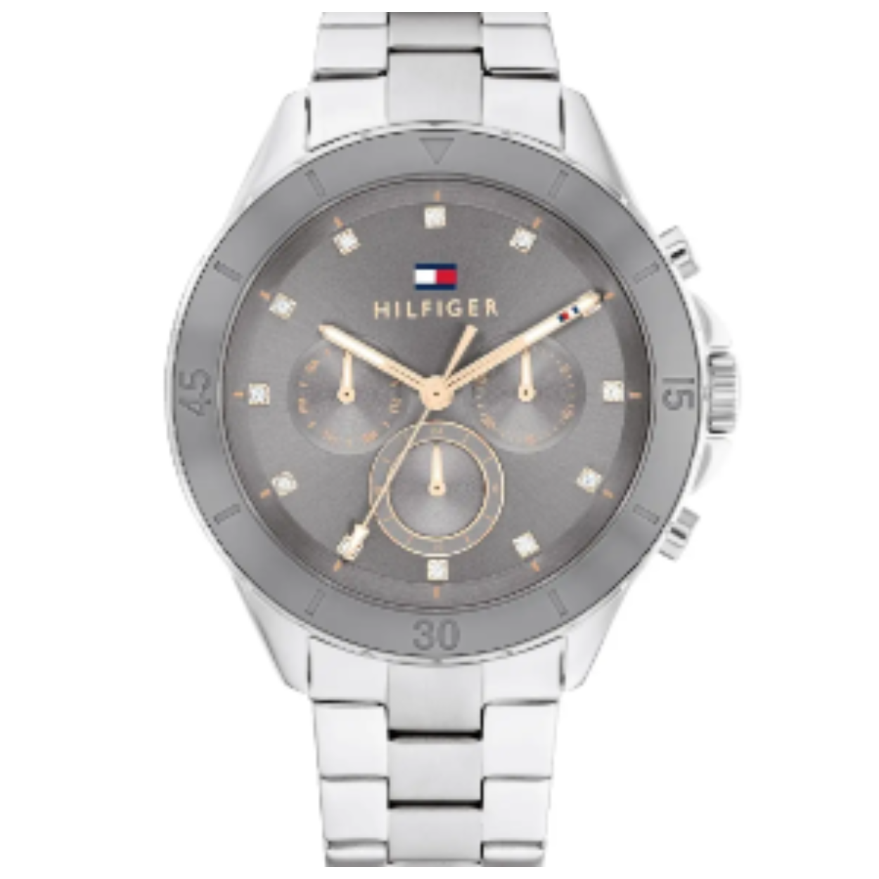 Tommy Hilfiger TH1782742 Horloge Dames Staal Zilverkleurig 40mm
Dit specifieke horloge van Tommy Hilfiger uit de Mellie serie met artikelnr: TH1782742 is een sportief horloge die zeker in je collectie past. Het stalen dameshorloge heeft een ronde zilverkleurige kast met een grijze keramieke sportieve bezel. Het horloge heeft een grijze wijzerplaat  met uren die worden weergegeven met kristallen. Verder is het horloge multifunctioneel, heeft het dag,-datum en 24-uursaanduiding. Het horloge heeft een zilverkleurige verstelbare schakelband, een mineraalglas, een doorsnee van 40mm en is 5ATM.  

Het merk:
Sinds de lancering van het merk in 1985 is Tommy Hilfiger wereldwijd bekend geworden als pionier van de klassieke Amerikaanse coole stijl. Geïnspireerd door de iconische popcultuur en het Amerikaanse erfgoed. De dames en herencollectie van dit seizoen bestaan uit minimalistische silhouetten en rustieke lederen details. De herenhorlogecollectie biedt iconische uurwerken met roestvrijstalen, lederen en siliconen banden.

Specificaties:
- Mineraalglas
- Ronde kast 40mm
- Grijze keramieke bezel
- Zilverkleurige horlogekast
- Grijze wijzerplaat
- Goudkleurige schakelband
- Multifunctioneel
- 5ATM