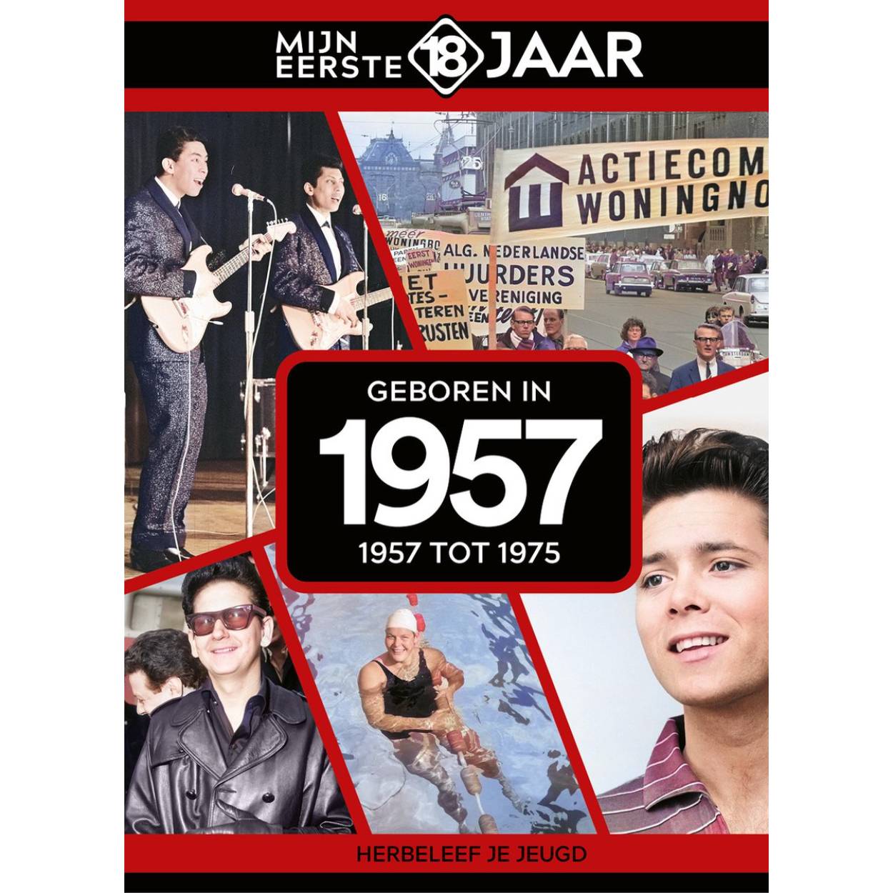 MIJN EERSTE 18 JAAR; GEBOREN IN 1957 De jaren van 1957 tot 1975 Mijn Eerste 18 Jaar is hét boek vol met ‘oh ja!’-momenten. Droom weg bij alle hoogtepunten uit jouw jeugd. Zo beleef je de meest spraakmakende momenten uit de eerste 18 jaar van jouw leven opnieuw. Aan welke hits, films en tv-programma’s heb je mooie herinneringen? Hoe was de mode toen, het straatbeeld en de rages? Welke sporthelden zijn je bijgebleven? En wat was het nieuws waar iedereen het over had? Mijn Eerste 18 Jaar staat boordevol jeugdsentiment. Met maar liefst 182 pagina’s aan kleurrijke foto’s, anekdotes en iconische beelden uit jouw jonge jaren. Ook hebben we per jaar de grootste hits voor je verzameld. Scan de code en beluister jouw hits. Begin met bladeren en herbeleef je jeugd!