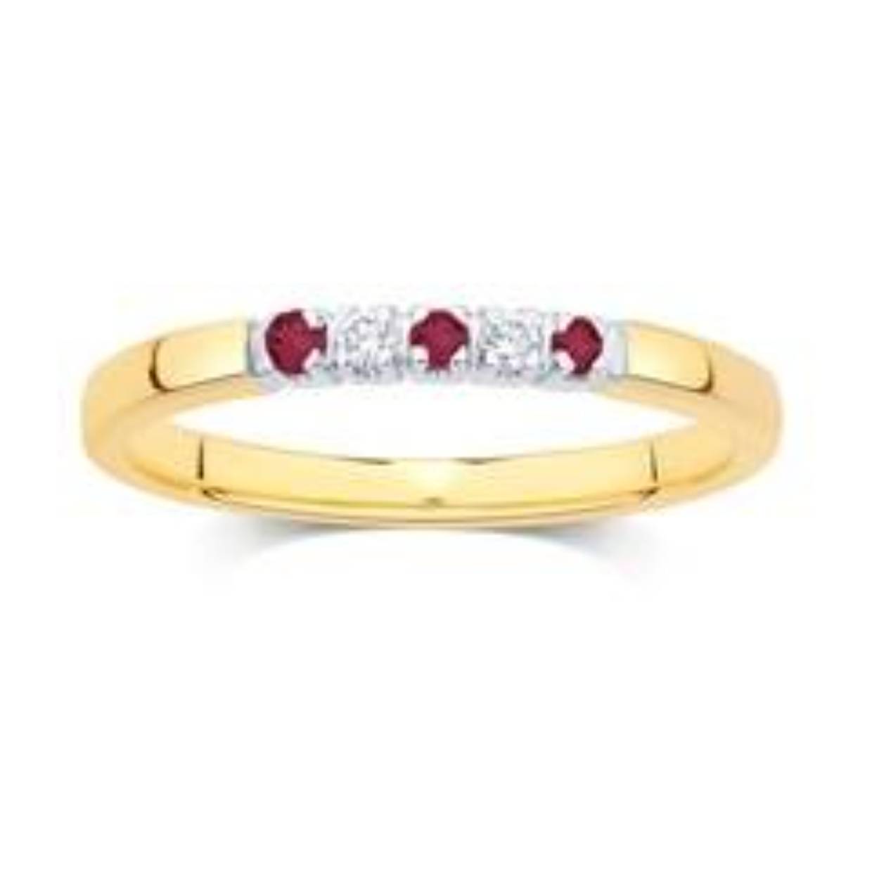 Alliance ring 2 x 0.04 crt./ WE/si  3 x robijn